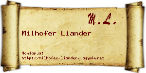 Milhofer Liander névjegykártya